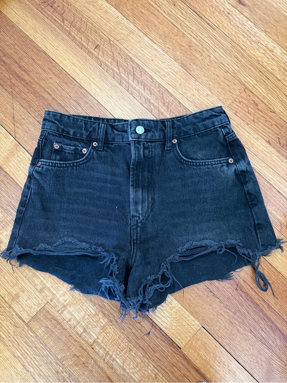 Zara black denim shorts